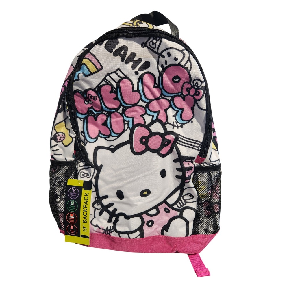 Hello Kitty Wrap Backpack 19 Inch Pink White Padded Laptop Sleeve